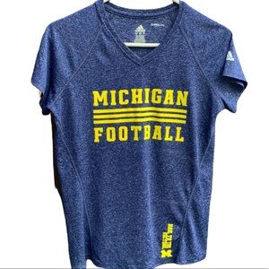 ADIDAS CLIMALITE Women’s University Michigan Wolverines Football V-Neck T-shirt